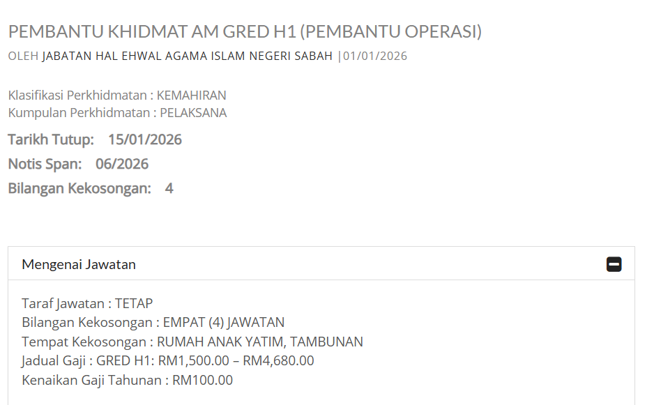 Jawatan Kosong SPANS Sabah - Gaji sehingga RM4,680 3 Jawatan Kosong SPANS SABAH