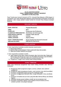 Jawatan Kosong UPM Mei 2026: Tarikh Tutup 24 Mei 2026 2 jawatan kosong upm mei 2026
