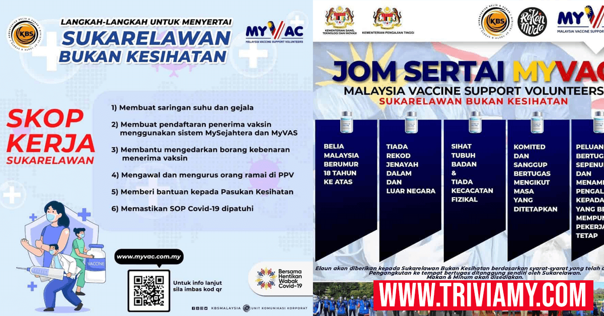 Daftar Program Sukarelawan Vaksin Myvac KKM Di PPV