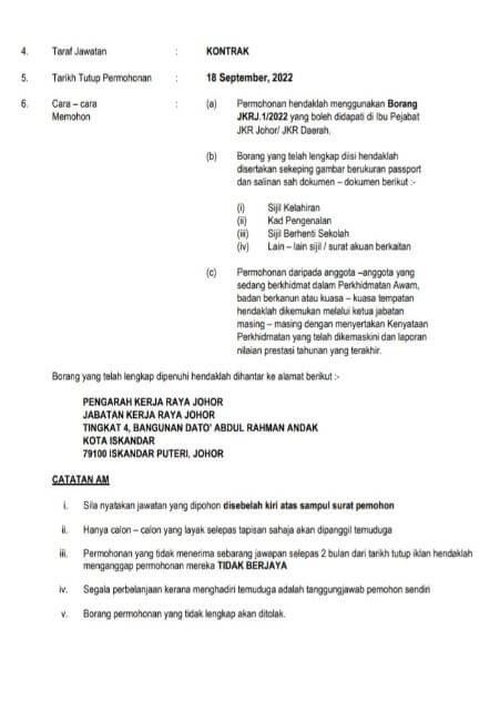 Jawatan Kosong Jabatan Kerja Raya