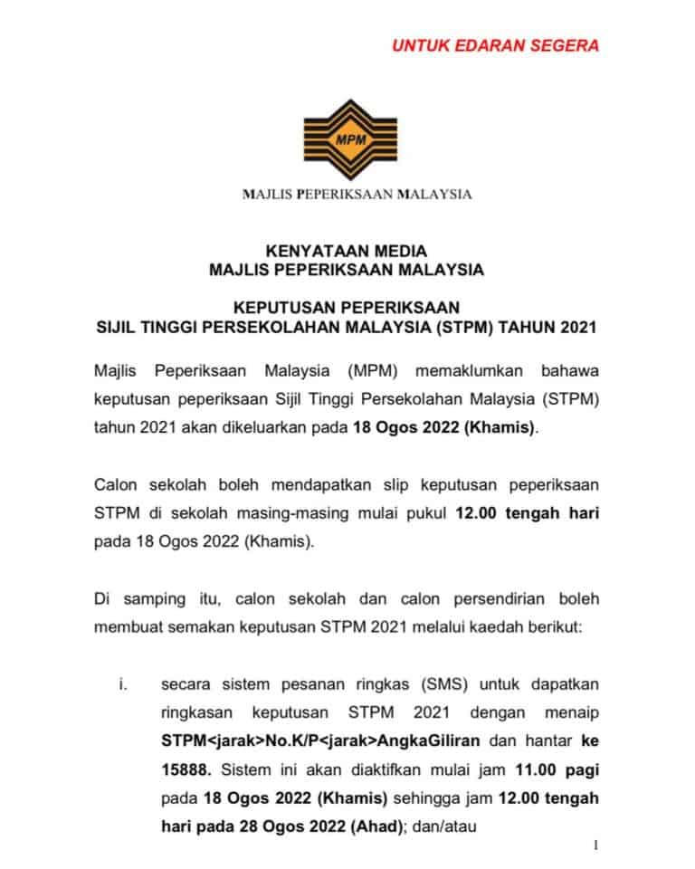 Semakan Keputusan STPM