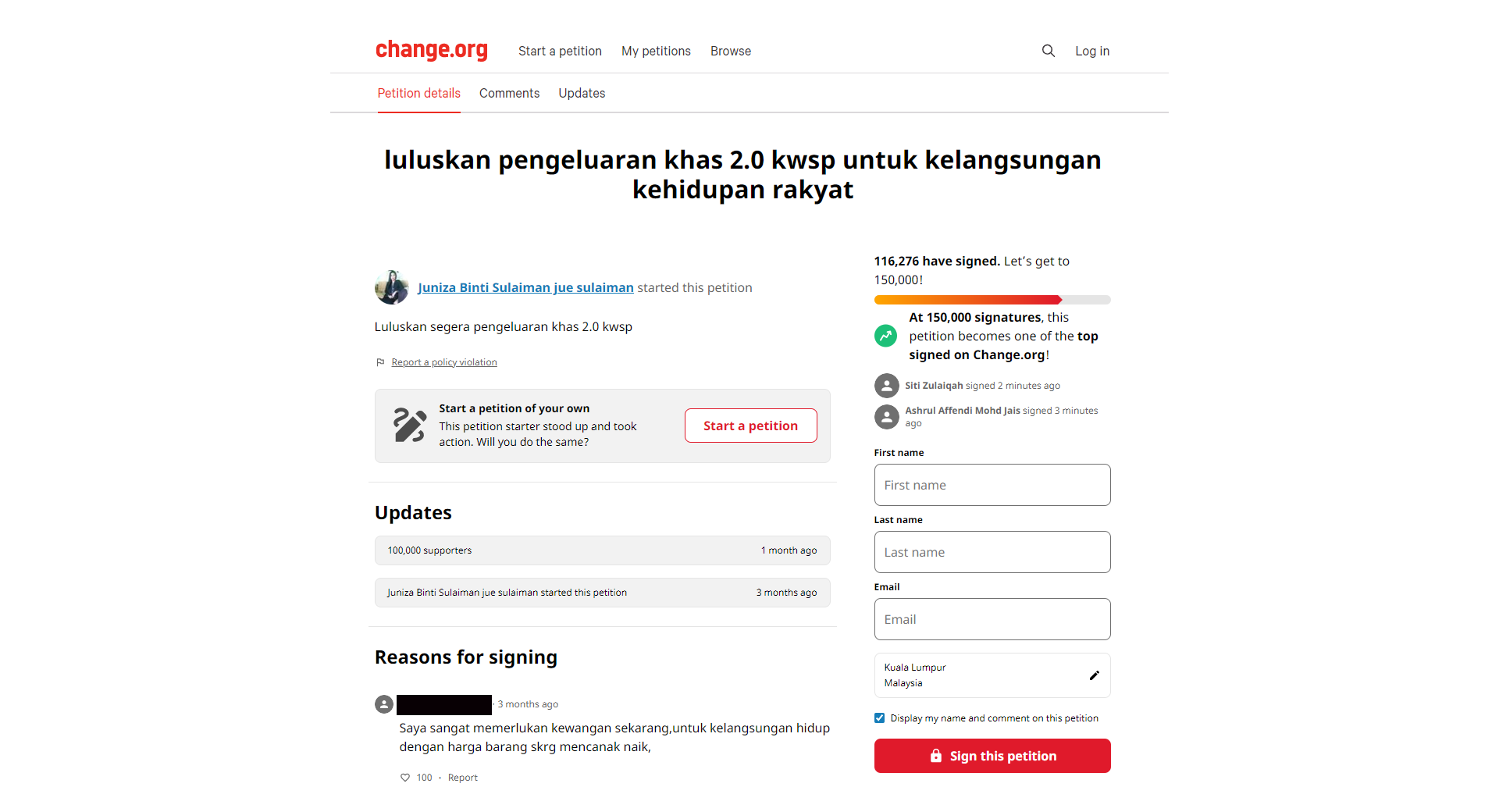 Sign Petition KWSP