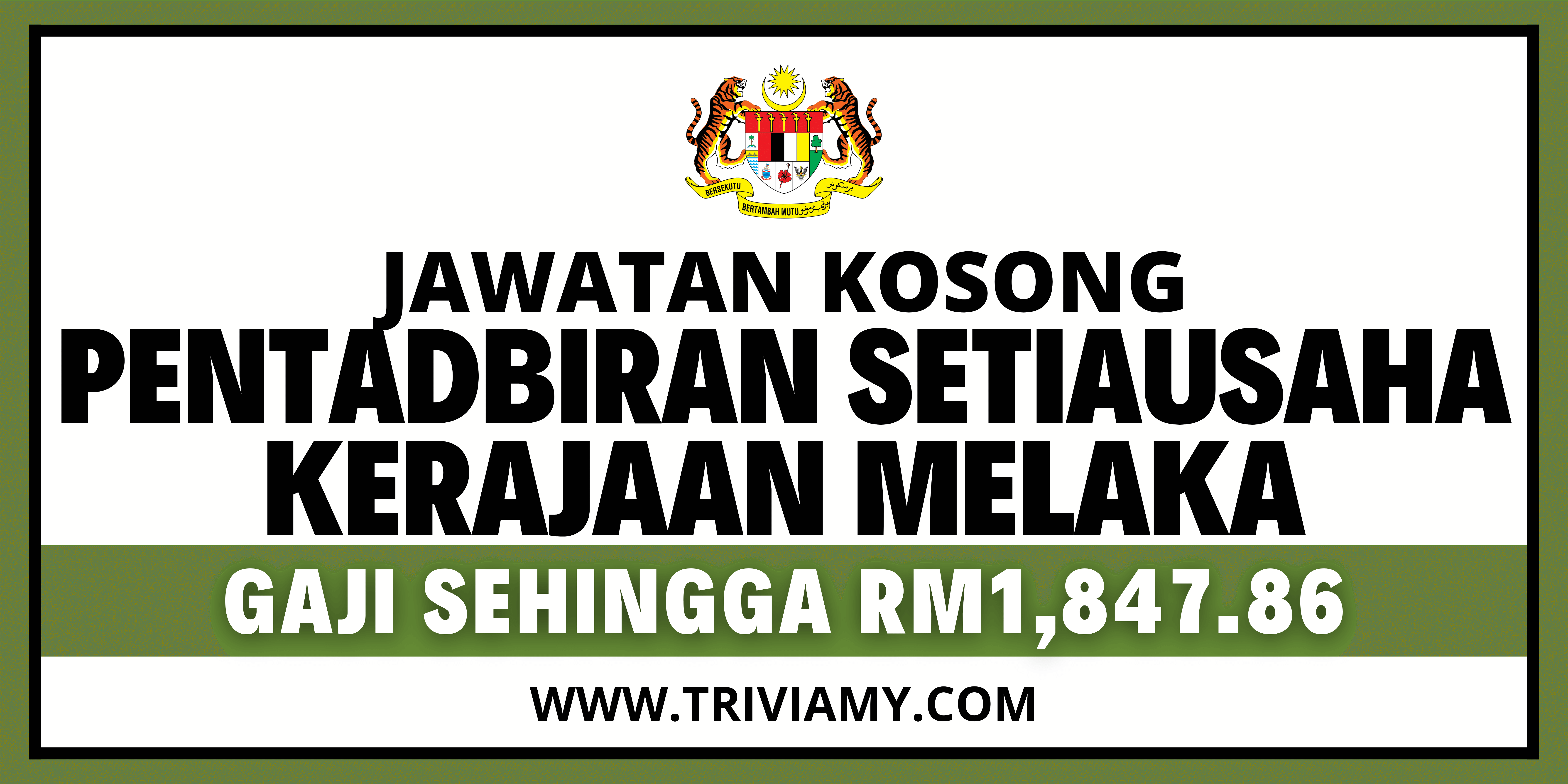 Jawatan Kosong Pentadbiran Setiausaha Kerajaan