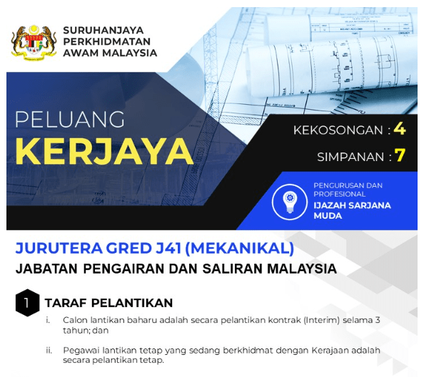 Jawatan Kosong Jabatan Pengairan & Saliran : Gaji Bermula RM2,529 Ambilan Mei 2024