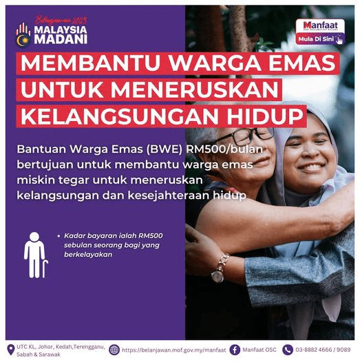 Ini Cara Mohon Bantuan RM500 Warga Emas