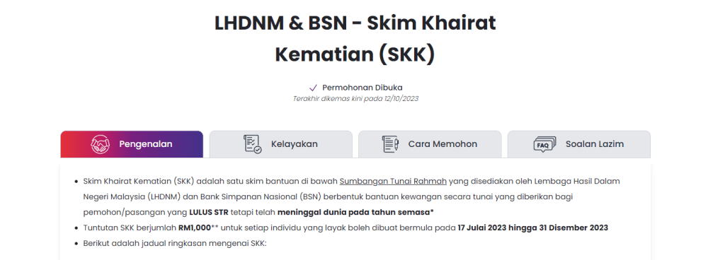 Bantuan Tambahan RM1000 - Skim Khairat Kematian