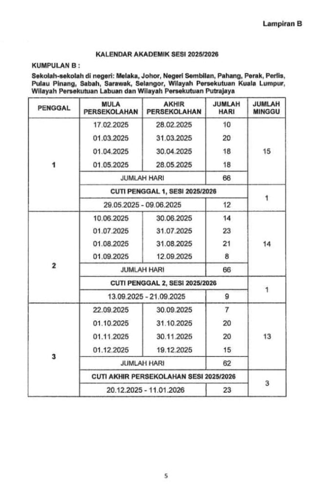 Cuti Sekolah 2025
