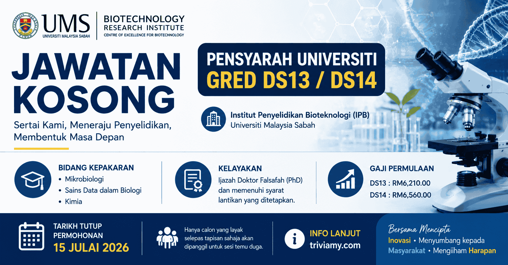 Jawatan Kosong UMS Jun 2026 ~ Tarikh Tutup 15 Julai 2026 1 ums
