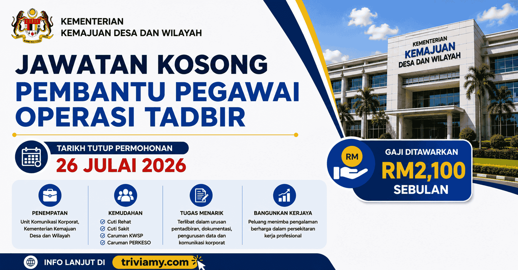 KKDW - Jawatan Kosong Kementerian Kemajuan Desa dan Wilayah Julai 2026 1 KKDW