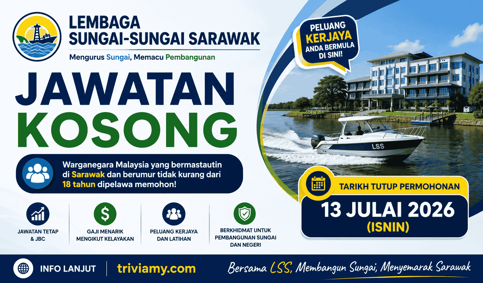 Jawatan Kosong Lembaga Sungai-Sungai Sarawak (LSS) Julai 2026: Pelbagai Jawatan Dibuka! 1 lss