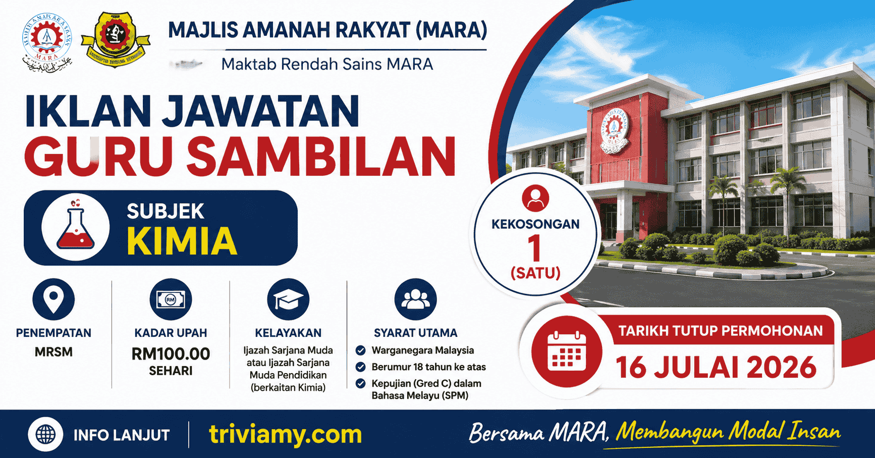 Jawatan Kosong MRSM Julai 2026: Guru Sambilan! 1 mrsm